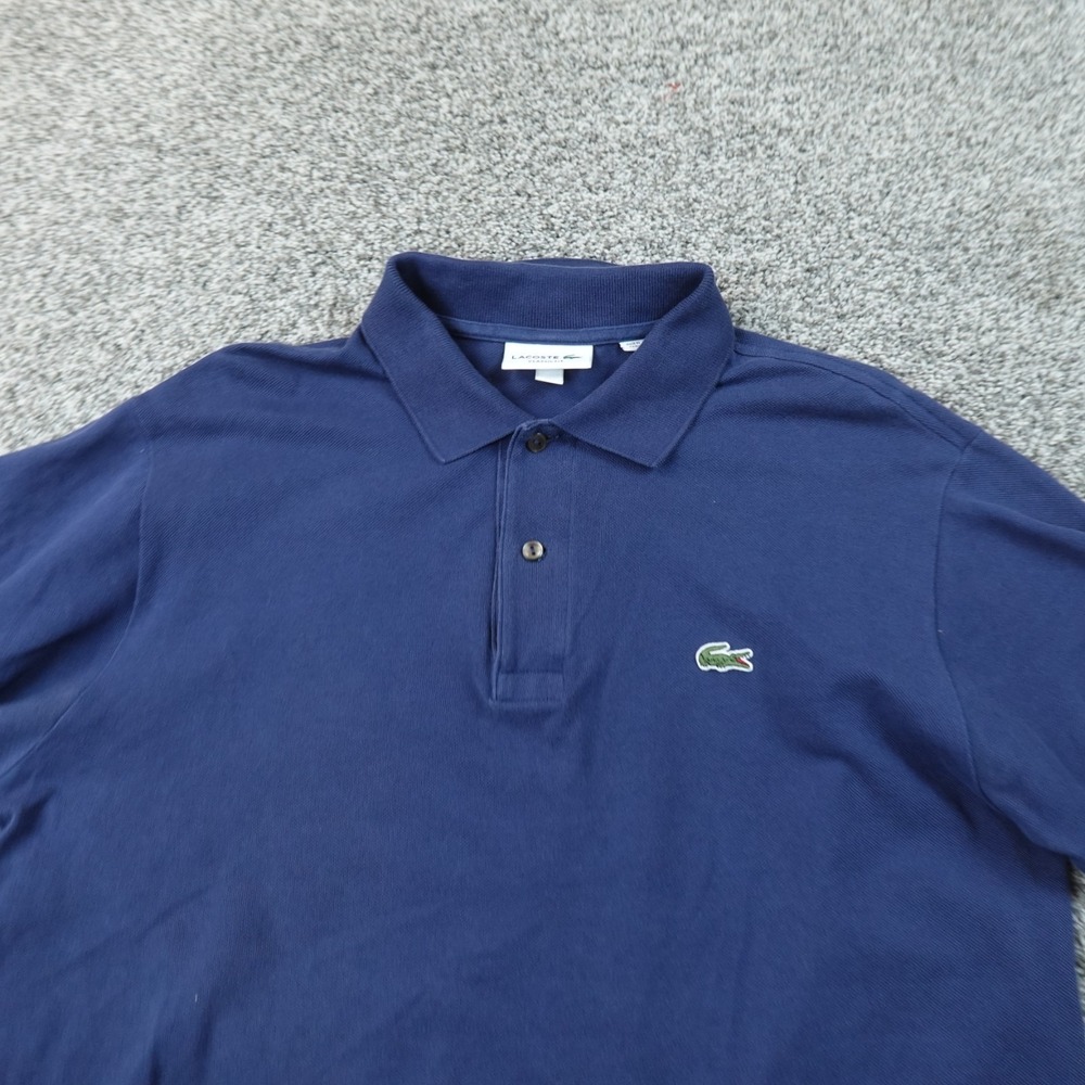 Lacoste Polo Shirt Mens L Blue Classic Fit Pique Croc Logo Golf Short Sleeve Top